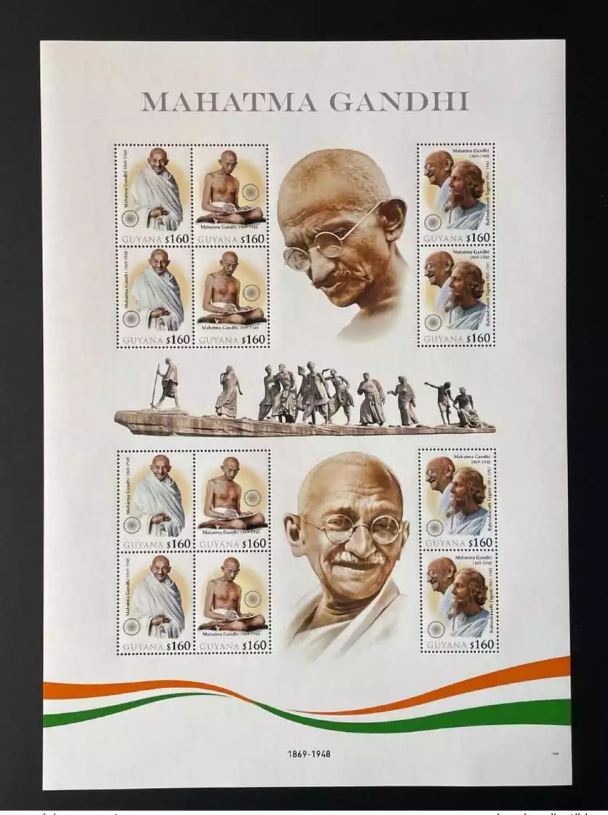 Guyana 2022 Board sheet Bogen Mohandas Mahatma Gandhi India Indian