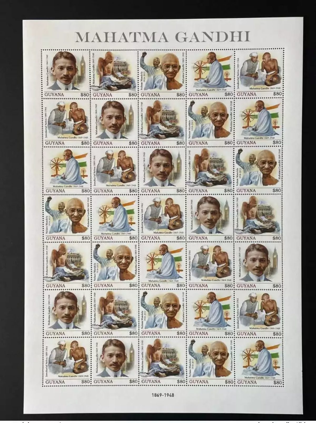 Guyana 2022 board Mohandas Mahatma Gandhi India Indian Big Ben Nelson Mandela