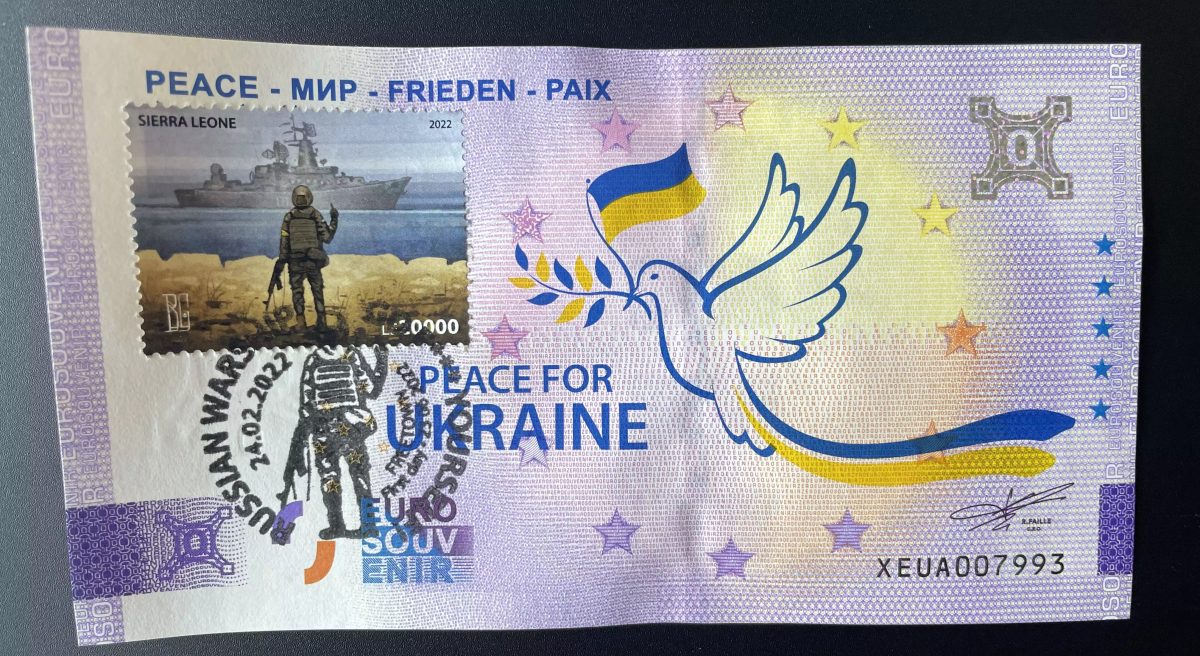 Peace - мир - Frieden - Paix stamp and cancellation "Boris Groh Russian Warship"
