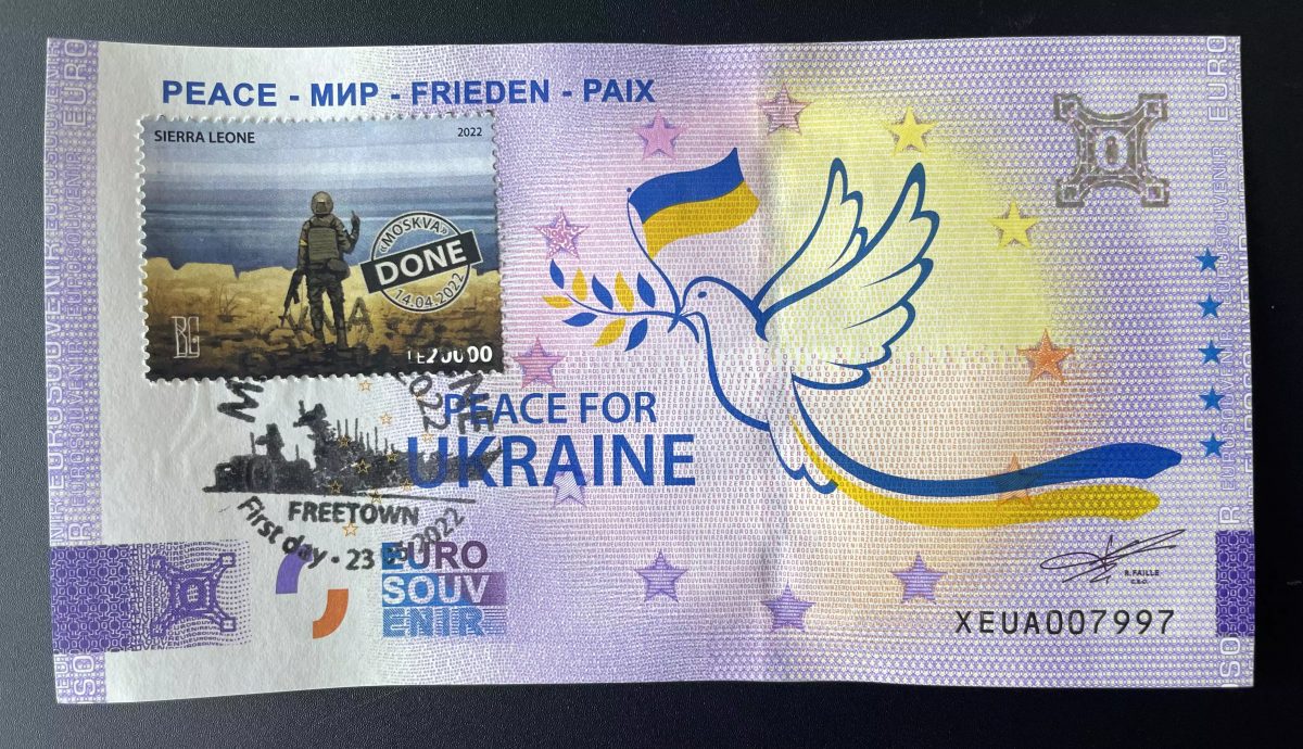 Peace - Frieden - Paix timbré et tamponné "Boris Groh Russian Warship DONE"