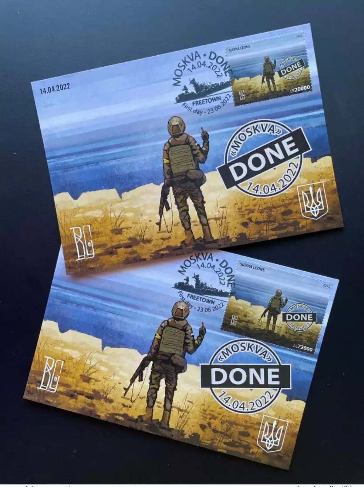 Sierra Leone 2022 Mi. ? Maxi Carte Russian Invasion Ukraine  Soldier Boris Groh