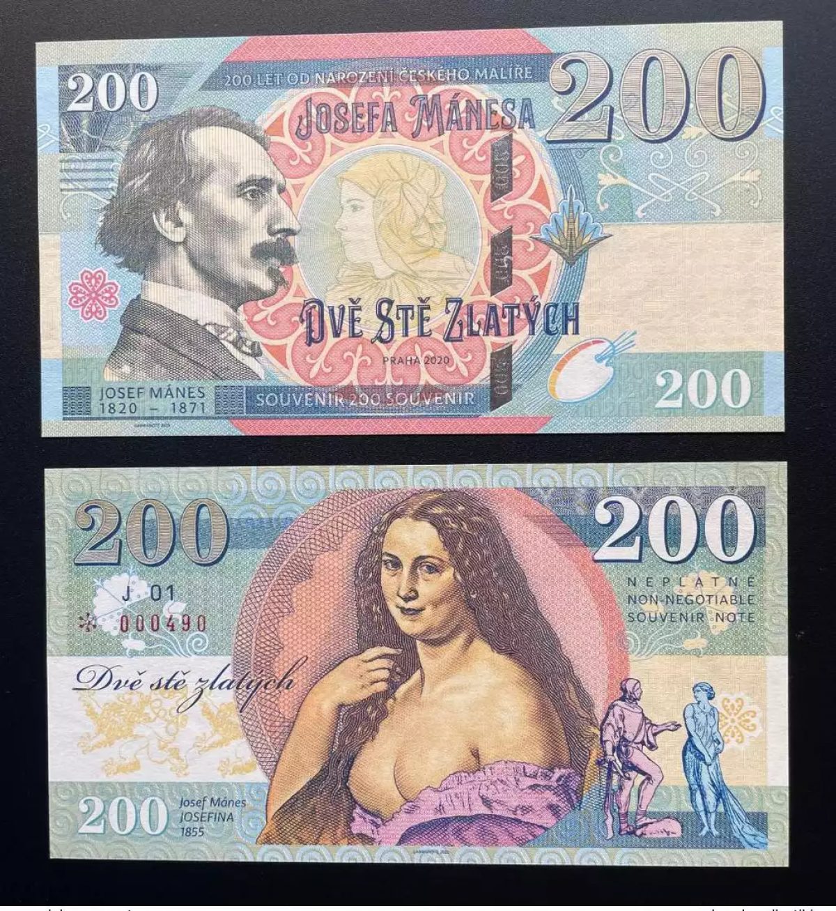 2020 Matej Gabris 200 Zlatych Czech Republic Josef Manes UNC ESSAY limité