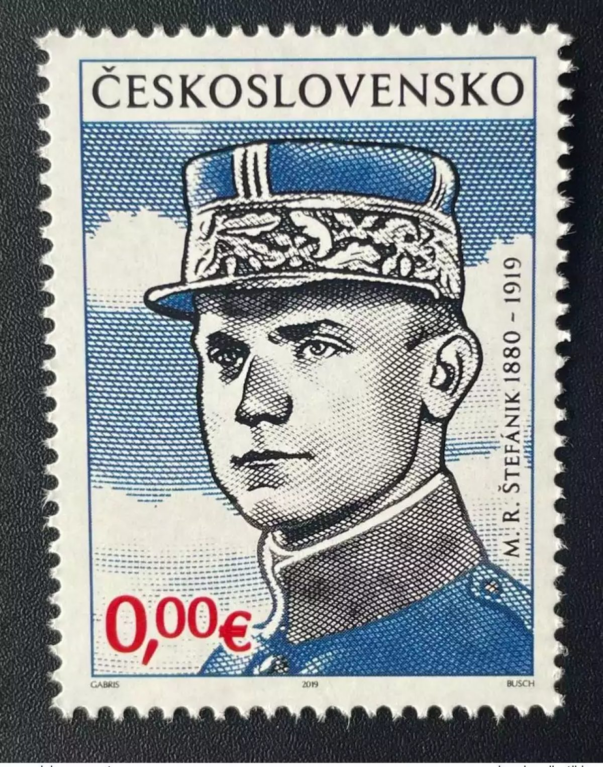 Tchécoslovaquie 2019 - vignette 0 € ' Milan Rastislav Štefánik ' Matej Gabris