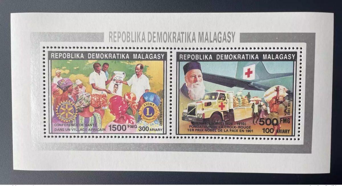 Madagascar 1992 Mi. 1391/1394 II Henri Dunant Red Cross Lions Rotary