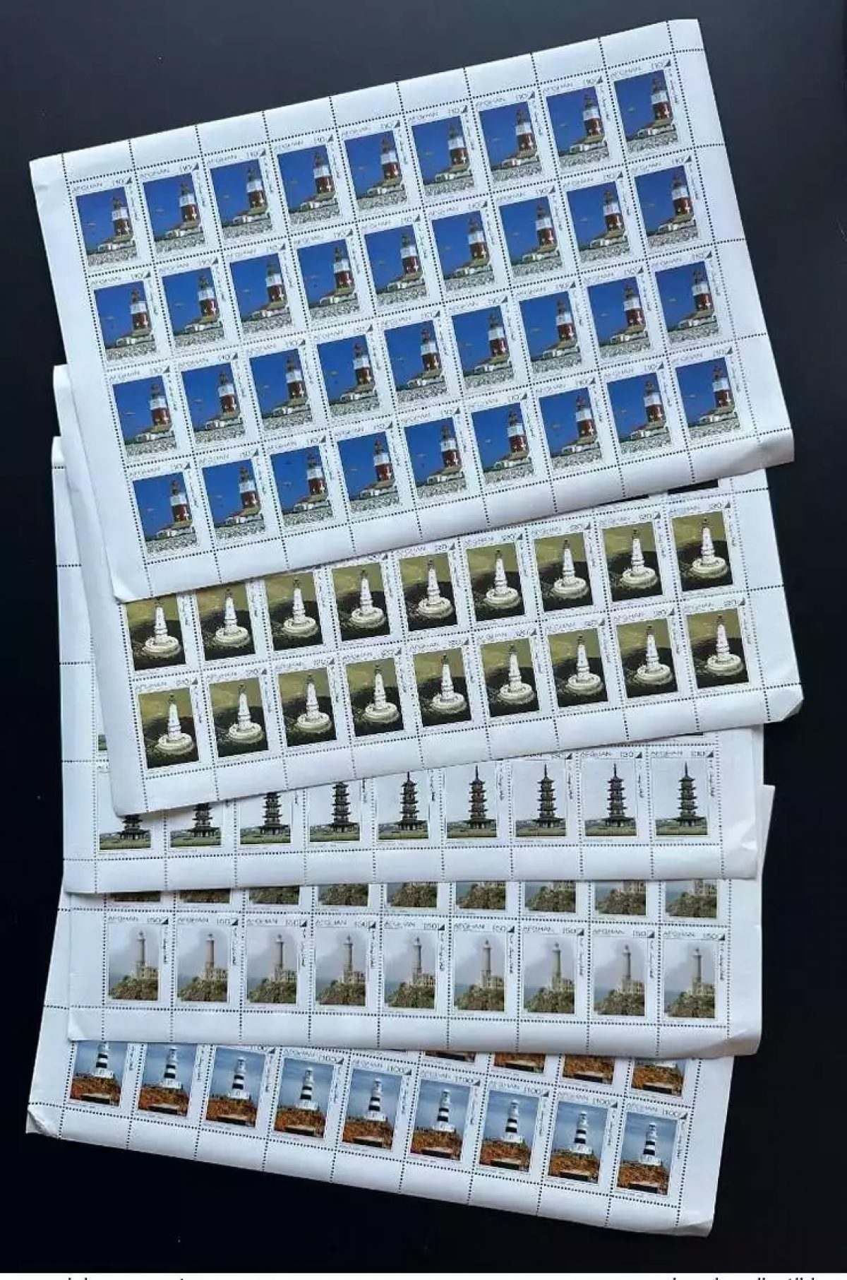 Afghanistan 2003 Phare Leuchtturm Lighthouse 5 val. full sheets planches Bögen