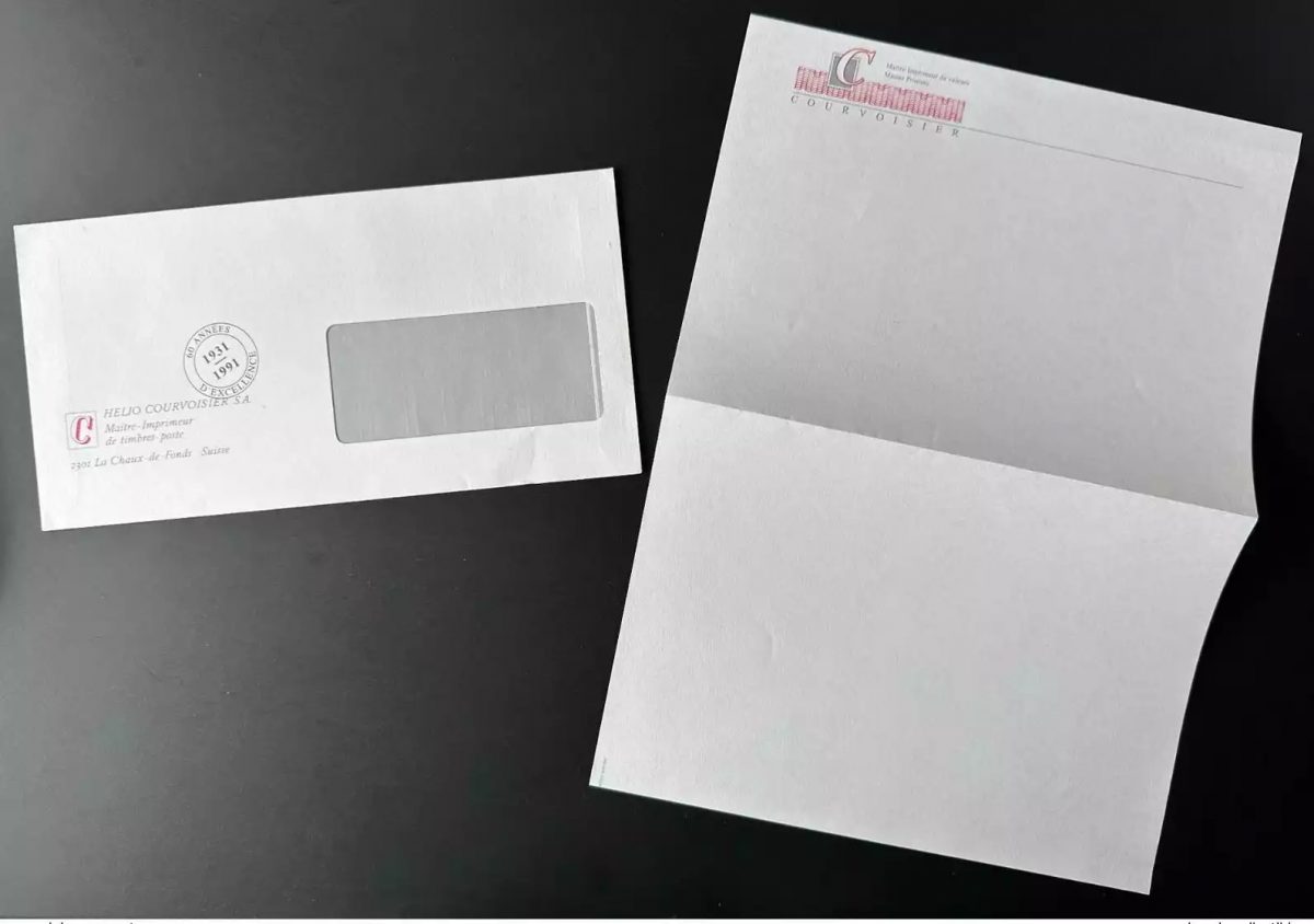 Hélio Courvoisier La-Chaux-De-Fonds Enveloppe SA 60 ans d'excellence Papiers