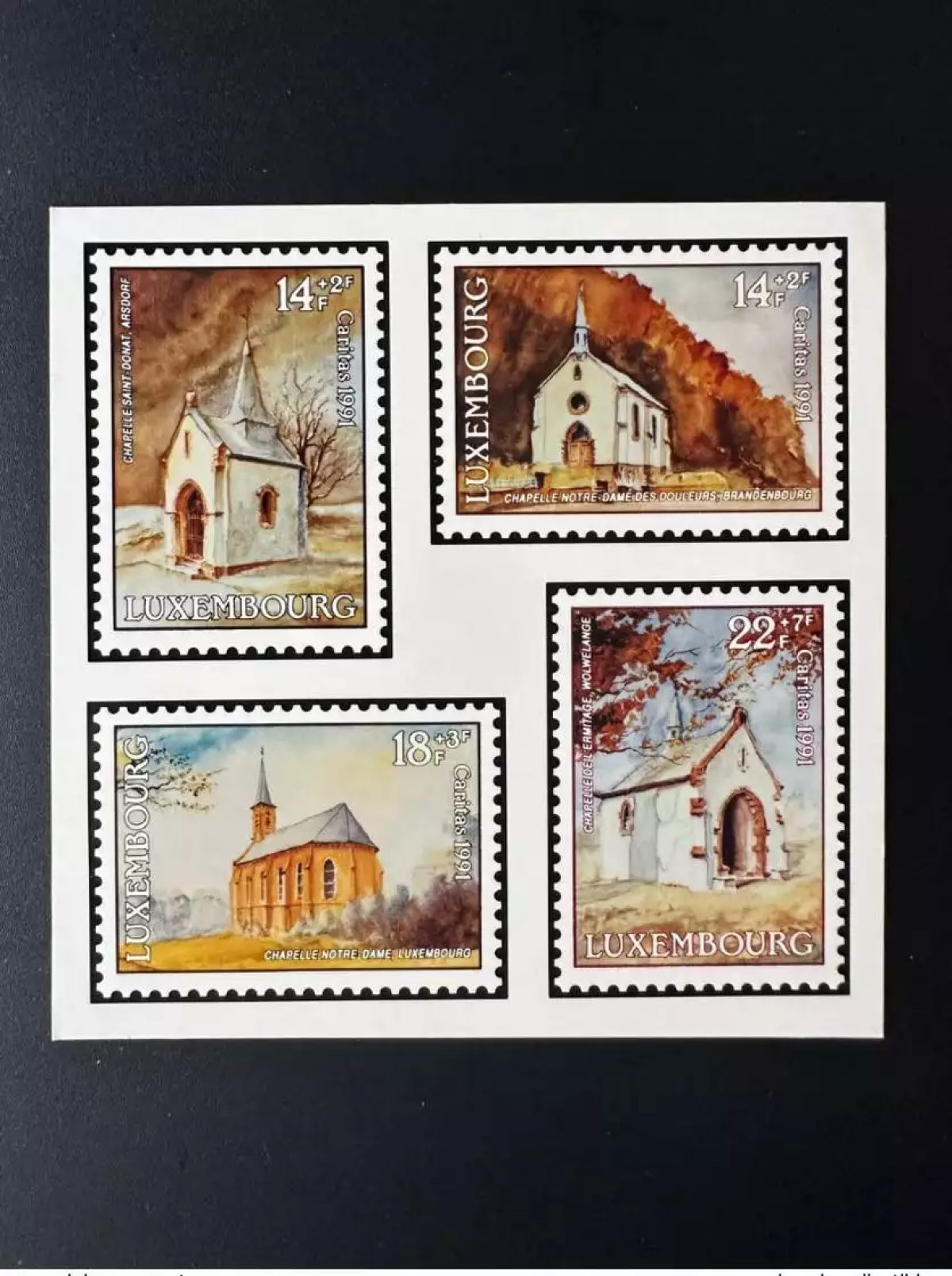Luxemburg 1991 Mi. 1284-1287 Fotoabzug Caritas Kapelle Courvoisier SA