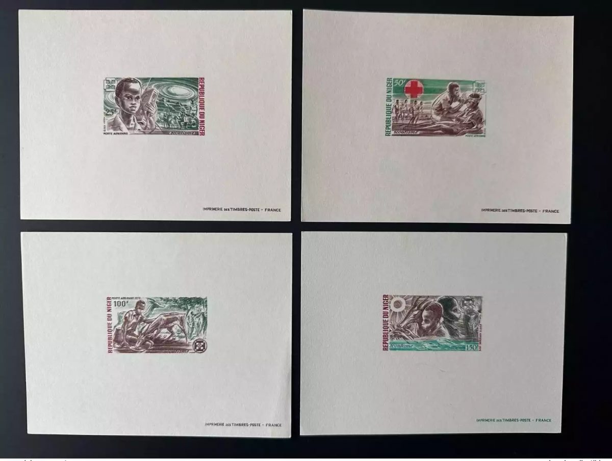 Niger 1973 Mi. 370-373 Luxusprobe Pfadfinder Rotes Kreuz Antilopen