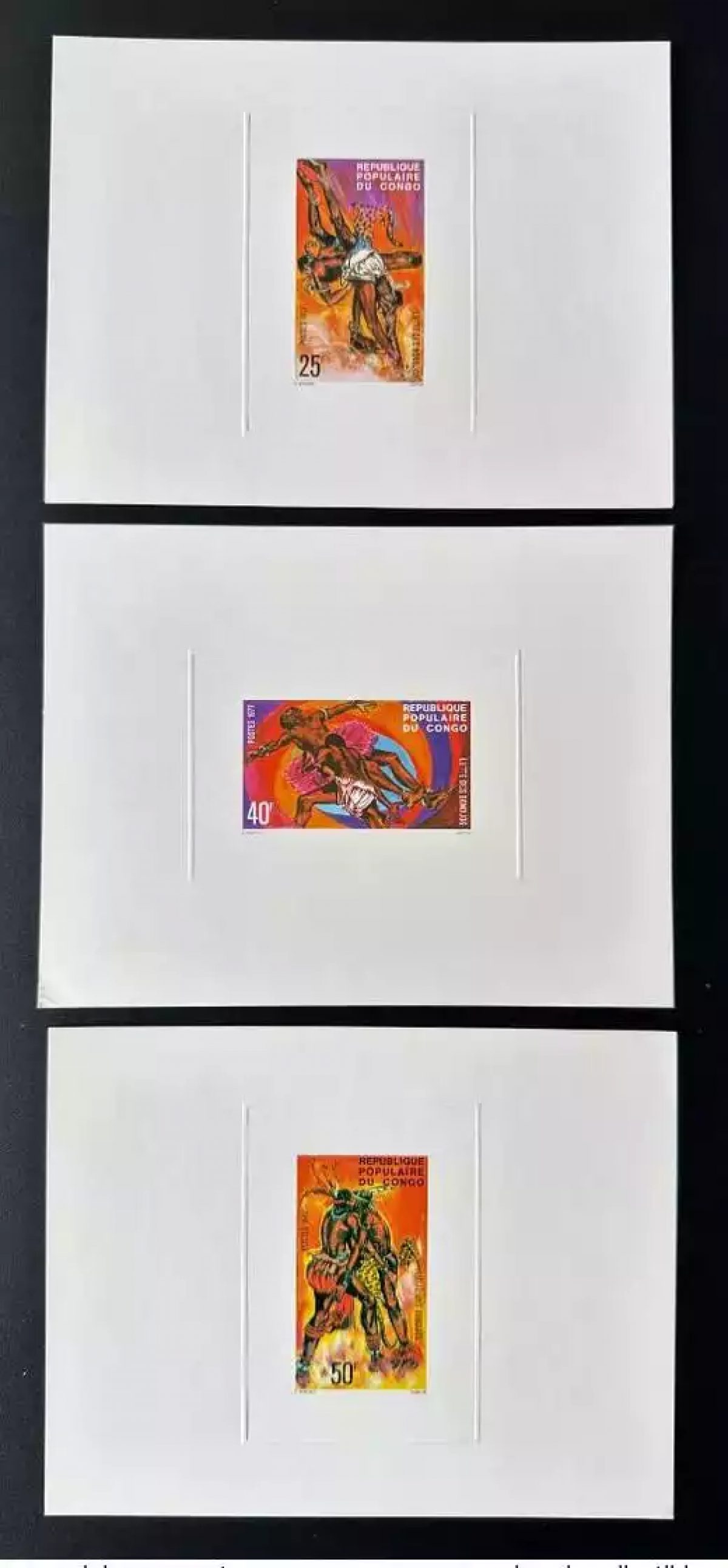 Congo 1977 Mi. 574 - 576 Epreuve De Luxe Lutte des Bondjos Ringkampf Wrestling