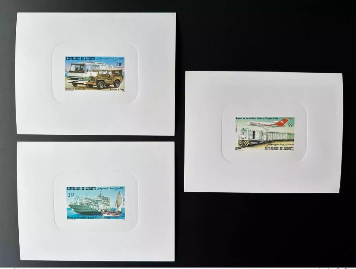 Djibouti 1982 Mi. 341 - 343 Epreuve De Luxe Moyens de Transport Bus Train Avion