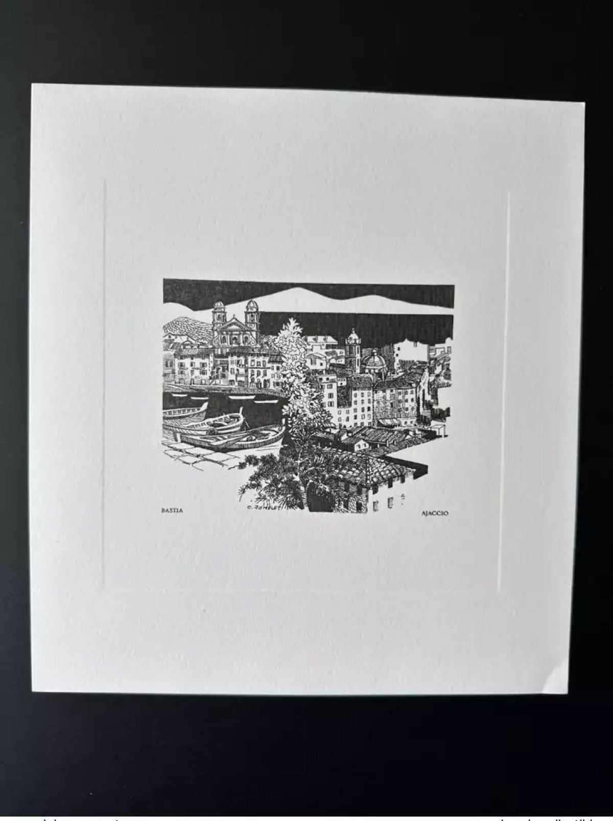 France 1982 Gravure Epreuve Claude Jumelet Bastia Ajaccio Corse ITVF 21 x 19