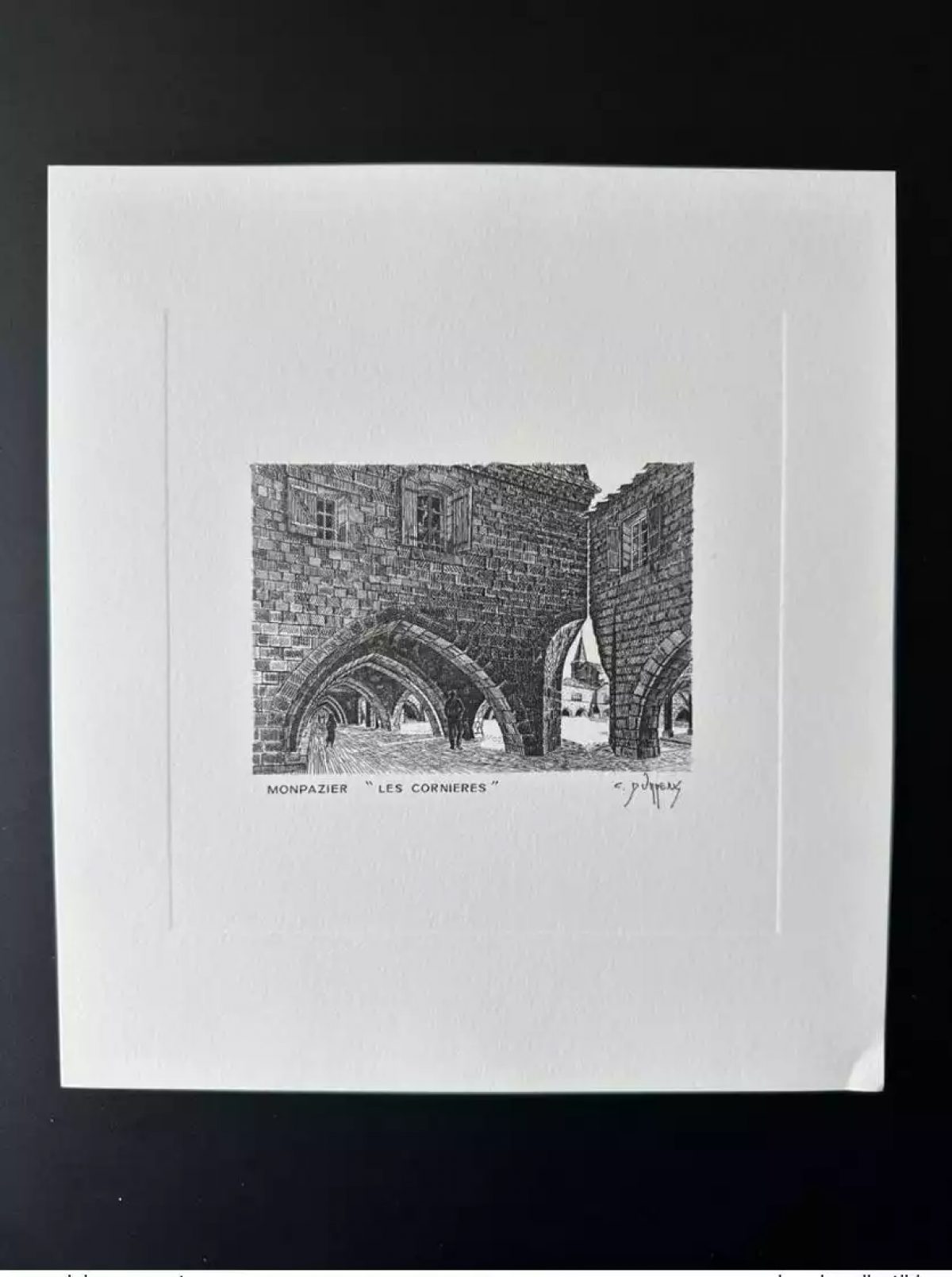 France 1986 Gravure Epreuve Claude Durrens Monpazier Les Cornières ITVF 21 x 19