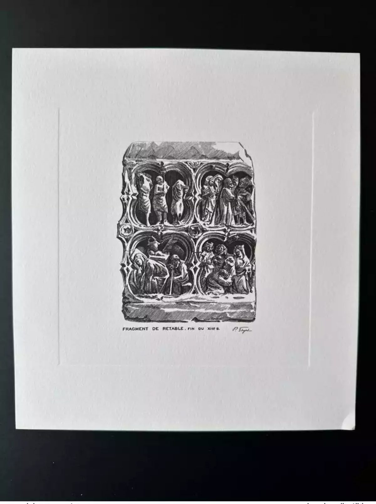 France 19?? Gravure Epreuve Pierre Forget Fragment Abbaye Fontenay ITVF 21 x 19