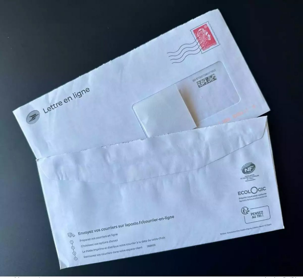 PAP Prêt-à-poster France 2023 E-Lettre Rouge Marianne l'Engagée Yz 23 x 11,5 cm