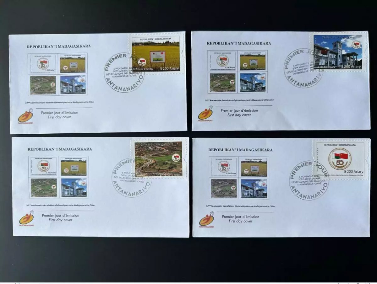 Madagascar 2022 Mi. 2751 - 2754 FDC 1er jour relations diplomatiques Chine Riz