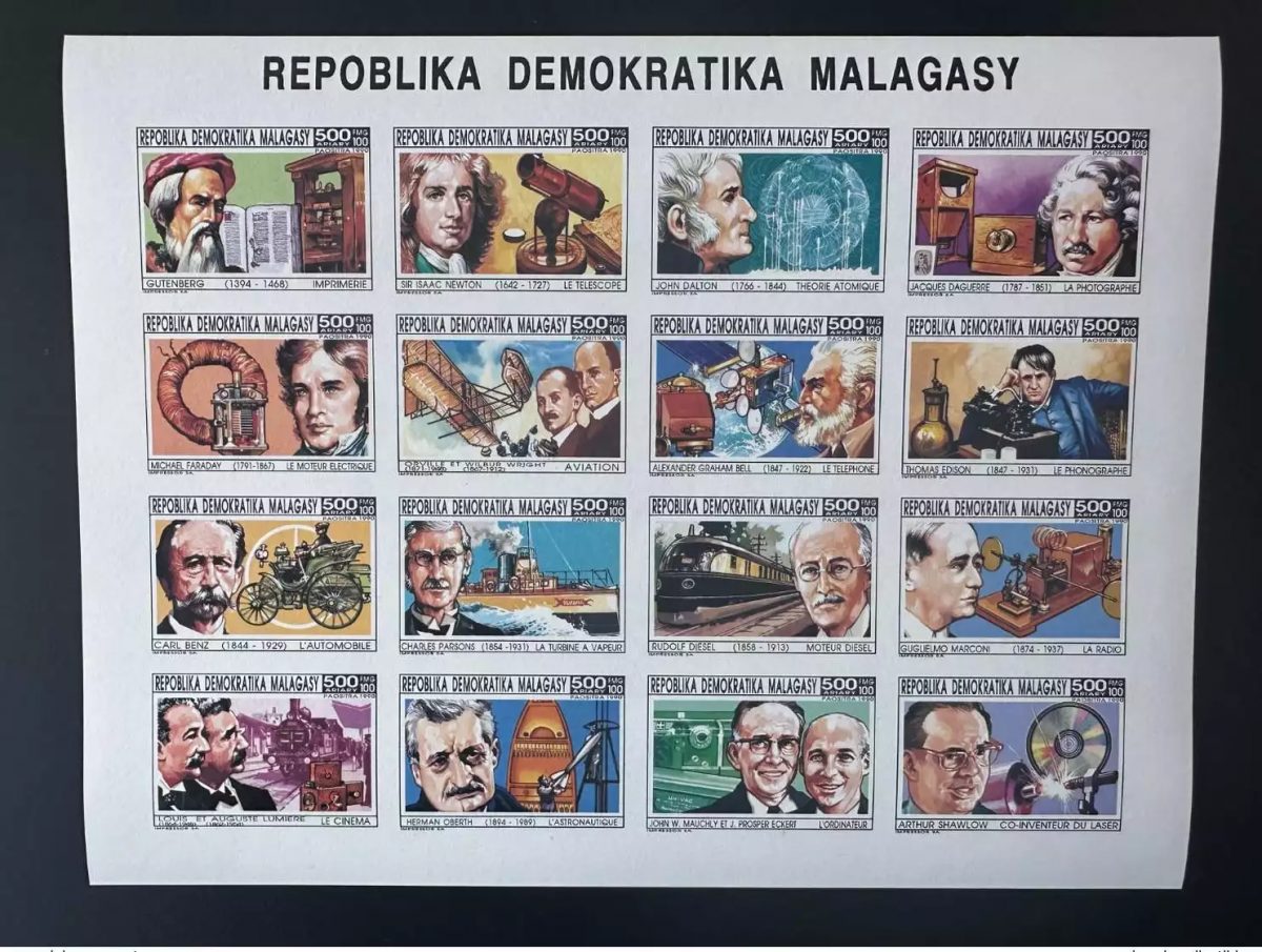 Madagascar 1990/ 1993 Mi. 1478 - 1493 IMPERF Klb Gutenberg Newton Wright Benz