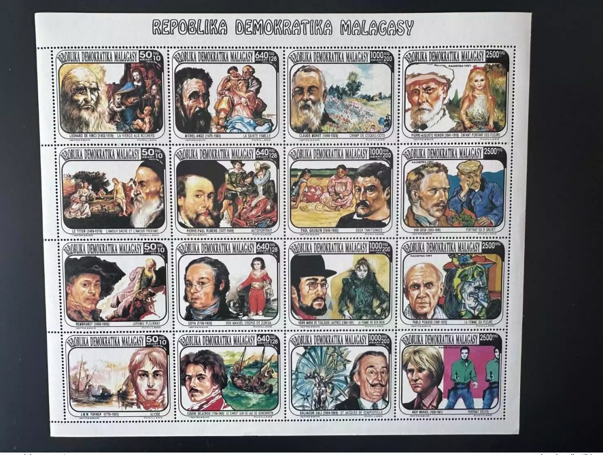 Madagascar 1991/1993 Mi. 1494 - 1509 Paintings Vinci Monet Renoir Picasso Dalí