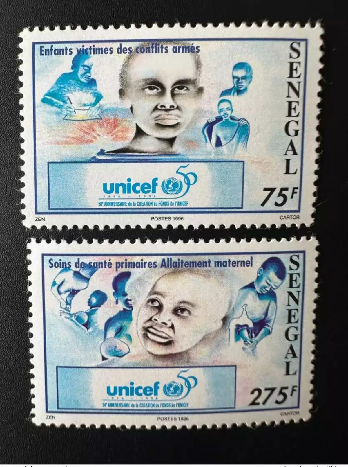 Sénégal 1996 Mi. 1452 - 1453 UNICEF 50 ans years Jahre Enfants Kinder Children
