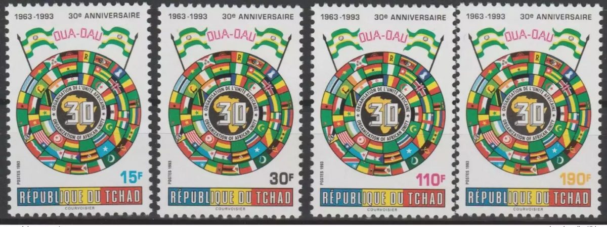 Tchad 1993 Mi. 1236 - 1238 OUA OAU Unité Africaine Drapeaux Flags Map Carte