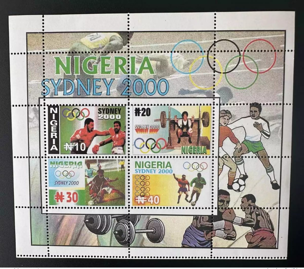 Nigeria 2000 Mi. Bl. 24 Olympische Spiele Sydney Fußball Boxen