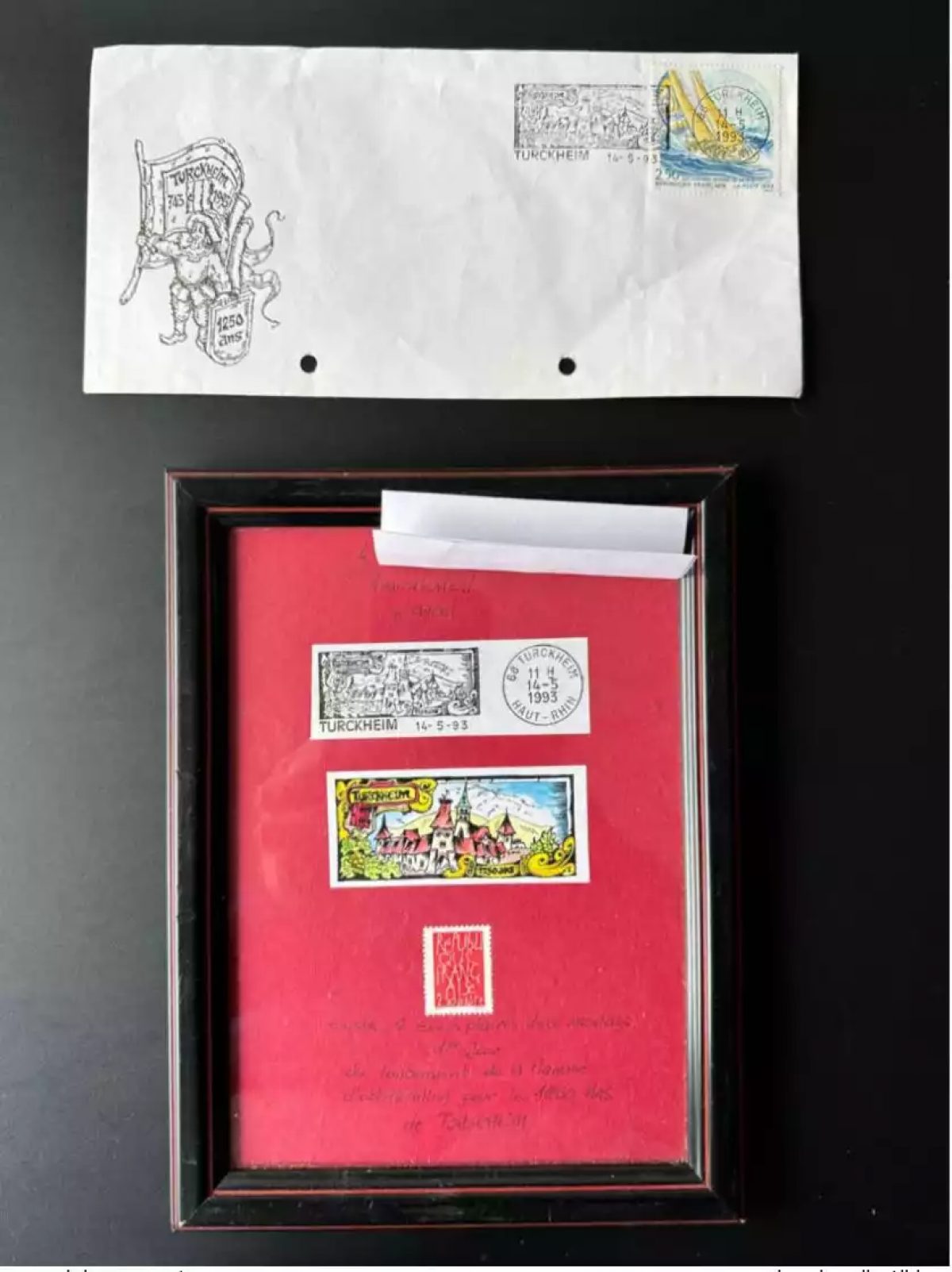 Flamme Haut-Rhin 68 Alsace 1250 ans de TURKHEIM FDC Enveloppe, cadre, Guy Ancel