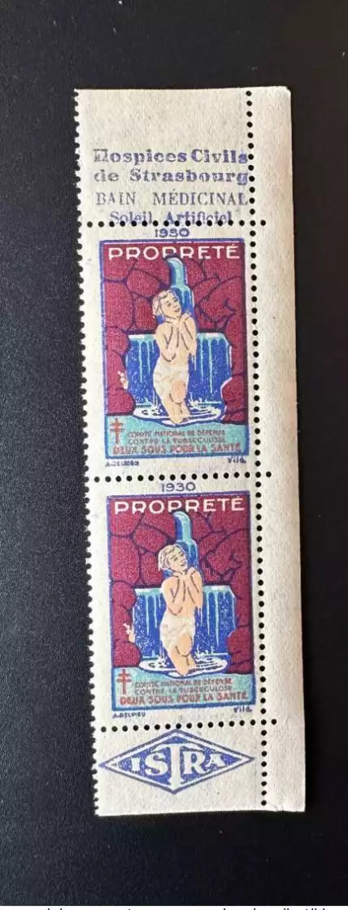 France 1930 Antituberculeux Tuberculose Propreté Hospices Civils de Strasbourg