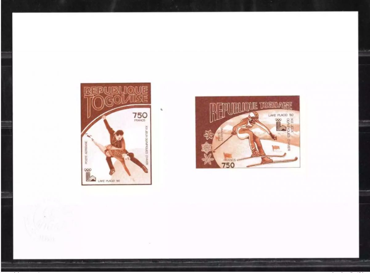 Togo 1980 Mi. 1420 - 1421 Epreuve d'Artiste Winter Olympic Games Lake Placid Ski