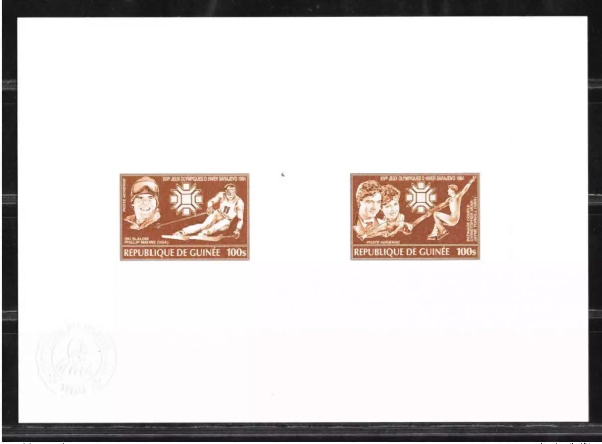Guinée 1983 Mi. 971 - 972 Epreuve d'Artiste Sarajevo Jeux Olympiques 1984