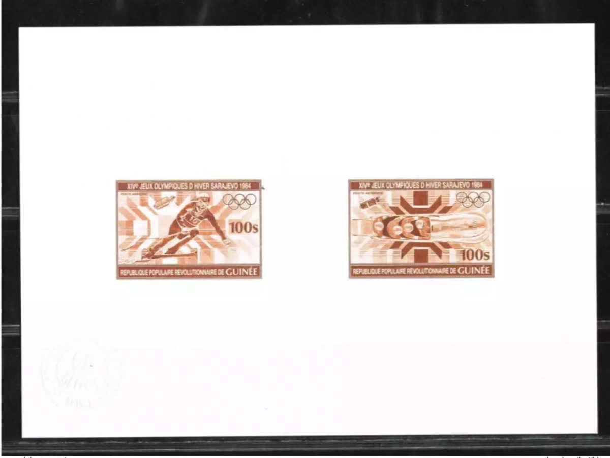 Guinée 1984 Mi. 1010 - 1011 Epreuve d'Artiste Sarajevo Jeux Olympiques Ski