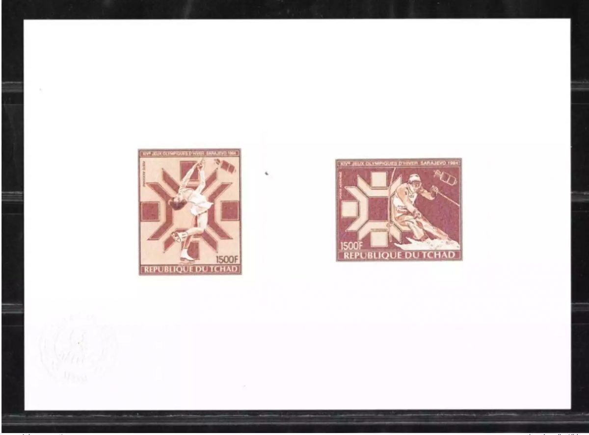 Tchad 1983 Mi. 974 - 975 Epreuve d'Artiste Collective JO Hiver Sarajevo 1984
