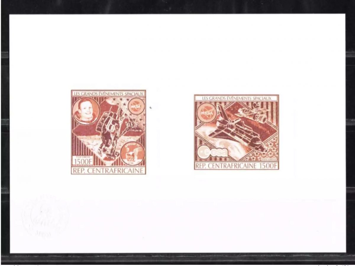 Central African 1980 Mi. 670-671 Collective Artist Proof USA Space NASA
