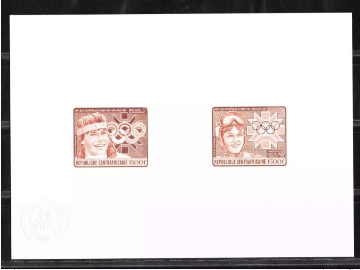 Central African 1984 Mi. 1069 - 1070 Artist's proof JO winter Sarajevo