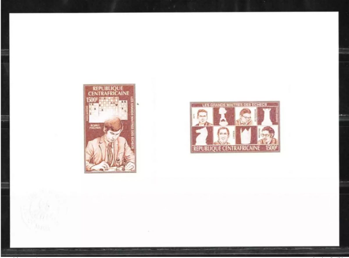 Central African Republic 1983 Mi. 914 - 915 Artist's proof Chess Fischer Reti