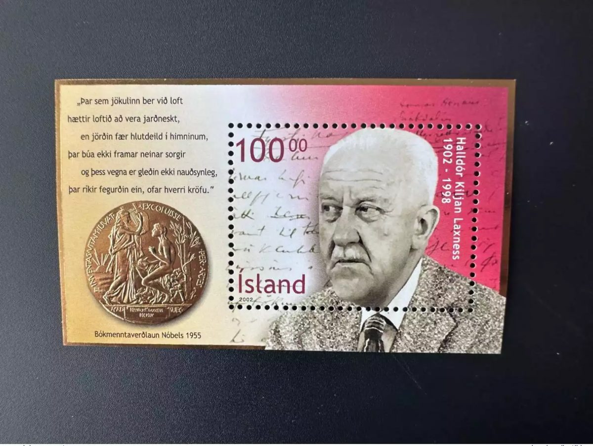 Iceland Island Islande 2002 Mi. Bl. 30 I Gold Halldor Kiljan Laxness Nobel Prize