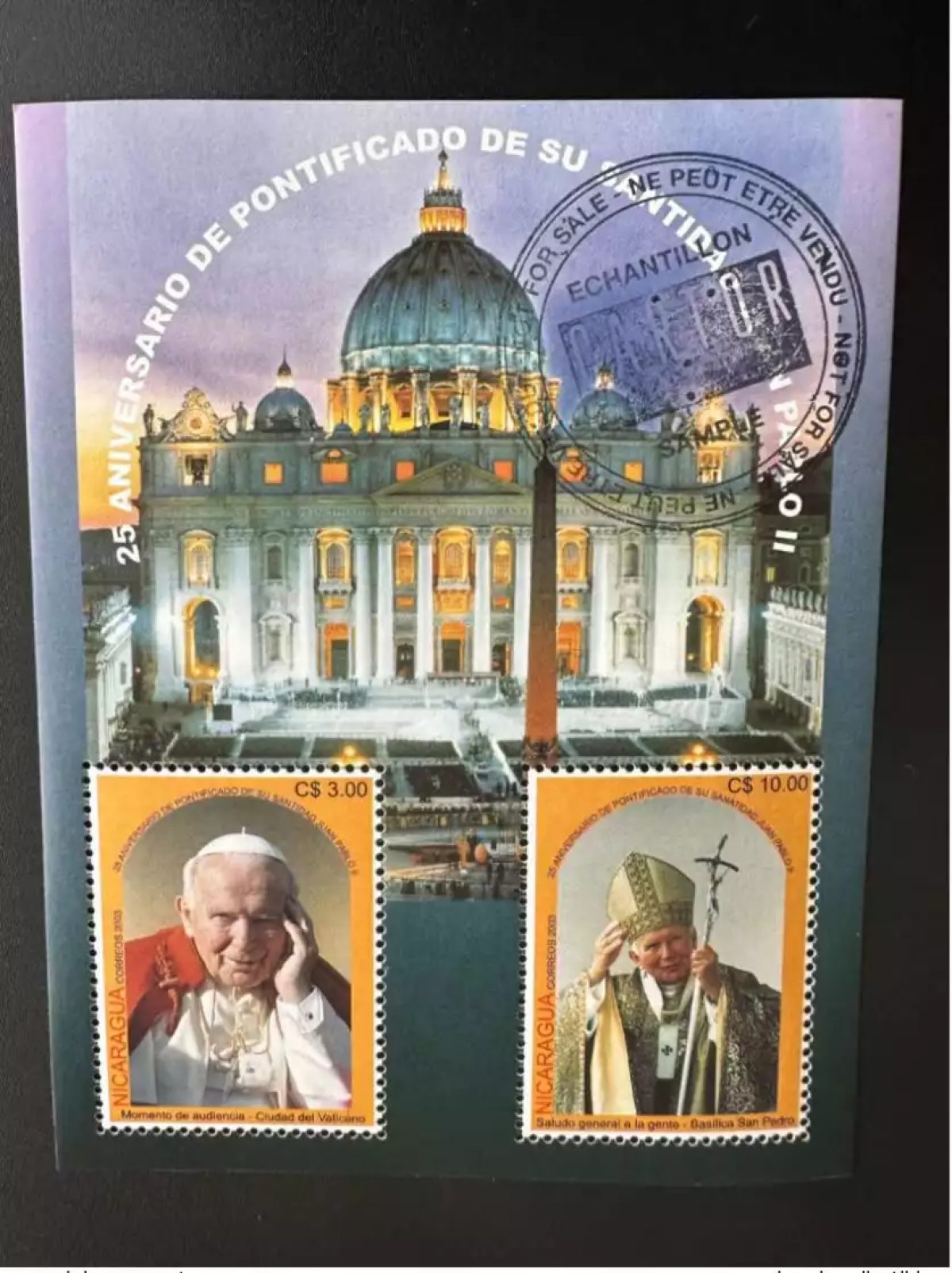 Nicaragua 2003 Mi. Bl. 321 CARTOR Sample Pope John Paul II Papst