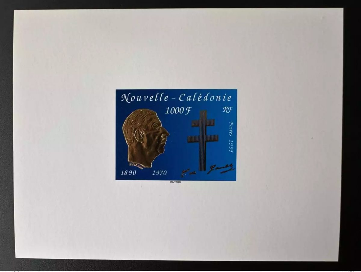 New Caledonia 1995 YT n° 682 Luxury Proof 25 Years Death of De Gaulle gold