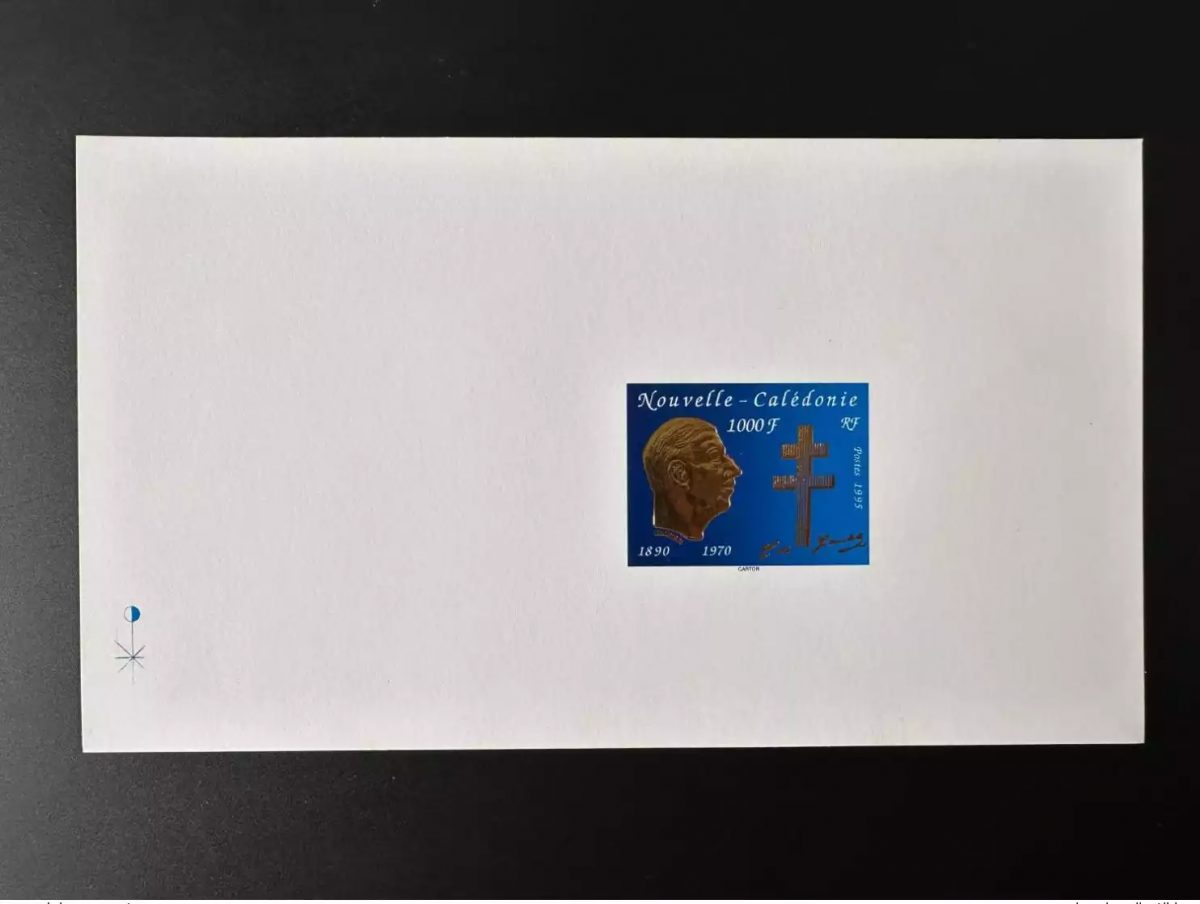 New Caledonia 1995 YT n° 682 Luxury uncut proof Death General de Gaulle