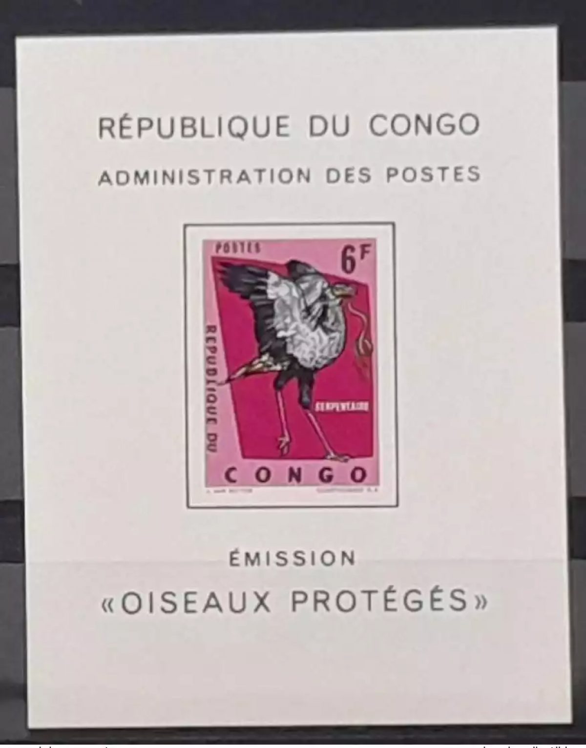 Kongo Kinshasa 1964 COB LX490 Luxusblatt Geschützte Vögel Fauna Schlange