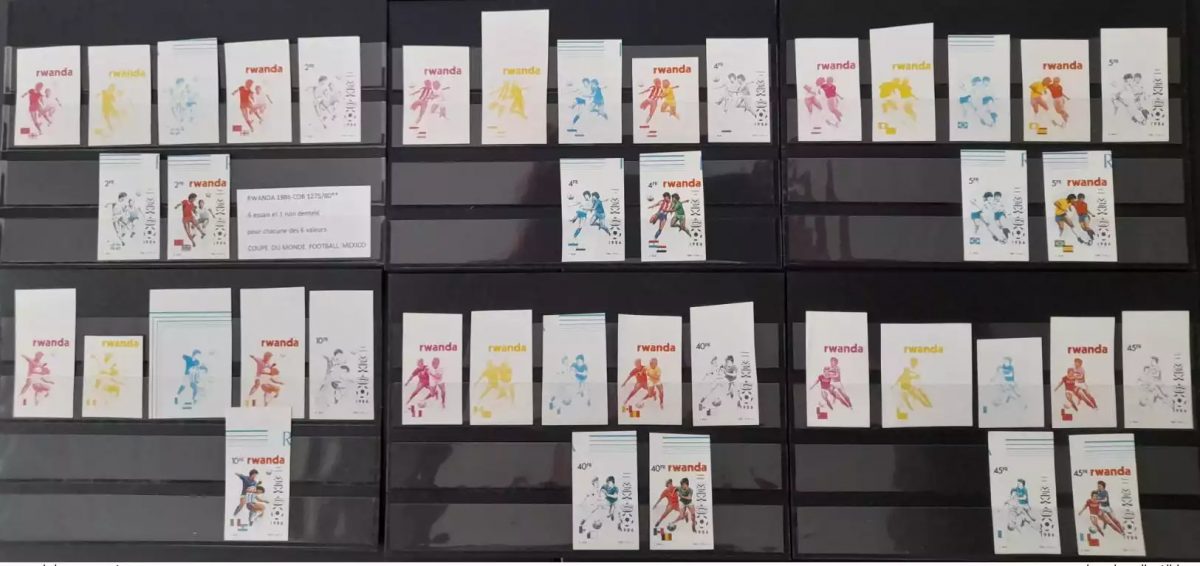 Rwanda 1986 COB 1275 - 1280 essais couleur IMPERF ND  Mexico WM Coupe du monde