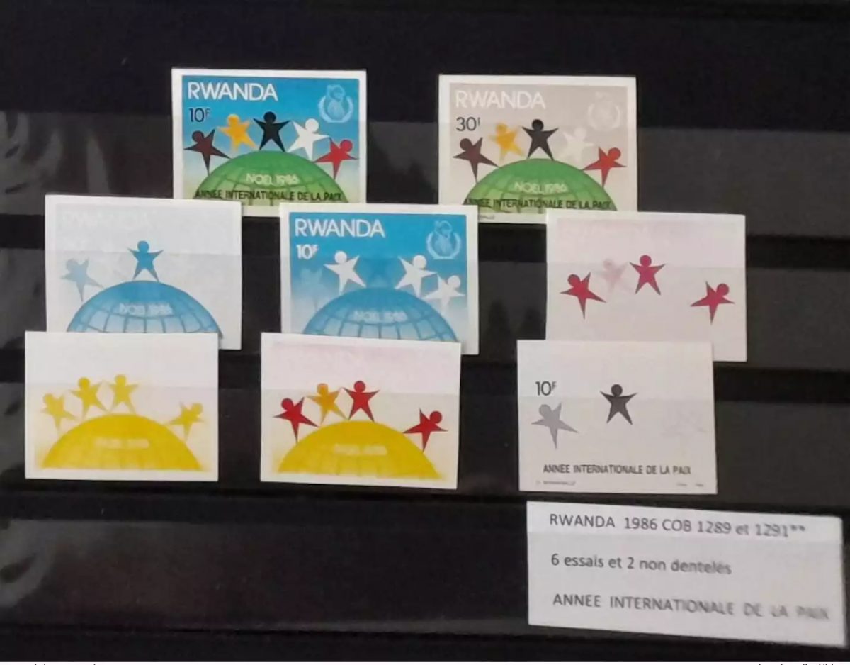 Rwanda 1986 COB 1289 - 1292 Essais Couleur IMPERF ND Année paix Noël Christmas