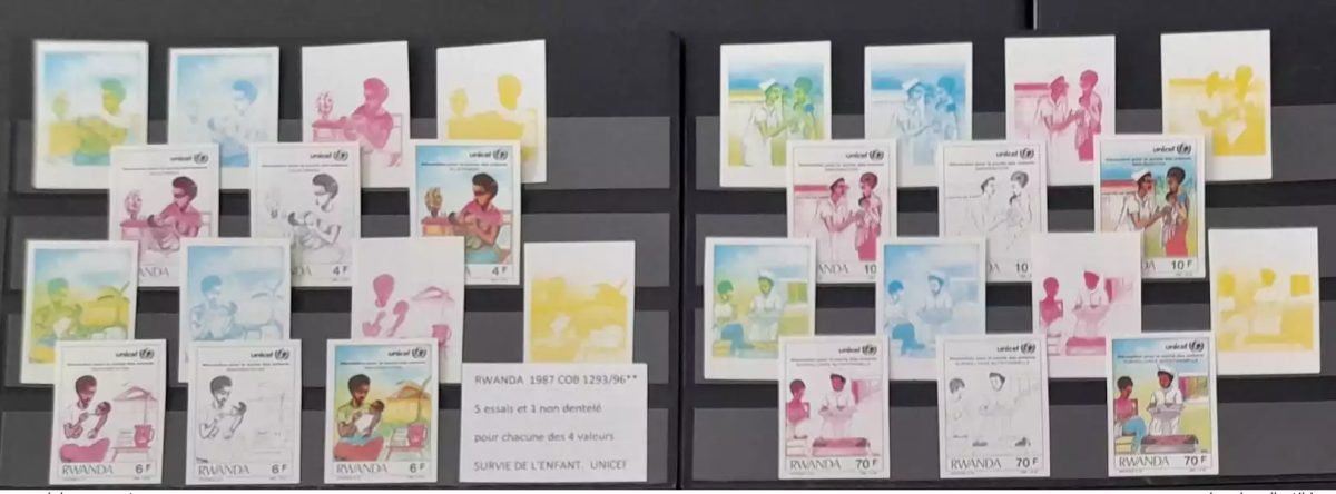 Rwanda 1987 COB 1293 - 1296 essais couleur IMPERF ND survie de l'Enfant UNICEF