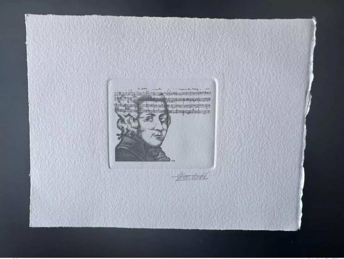 Belgique 1991 COB 2438 Epreuve d'artiste FDC Wolfgang Amadeus Mozart noir