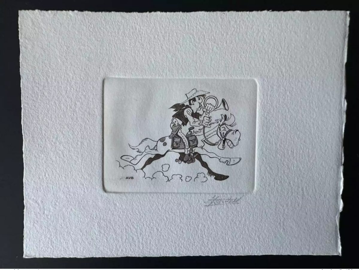 Belgique 1990 COB 2390 Epreuve d'artiste Lucky Luke Morris Cheval noir