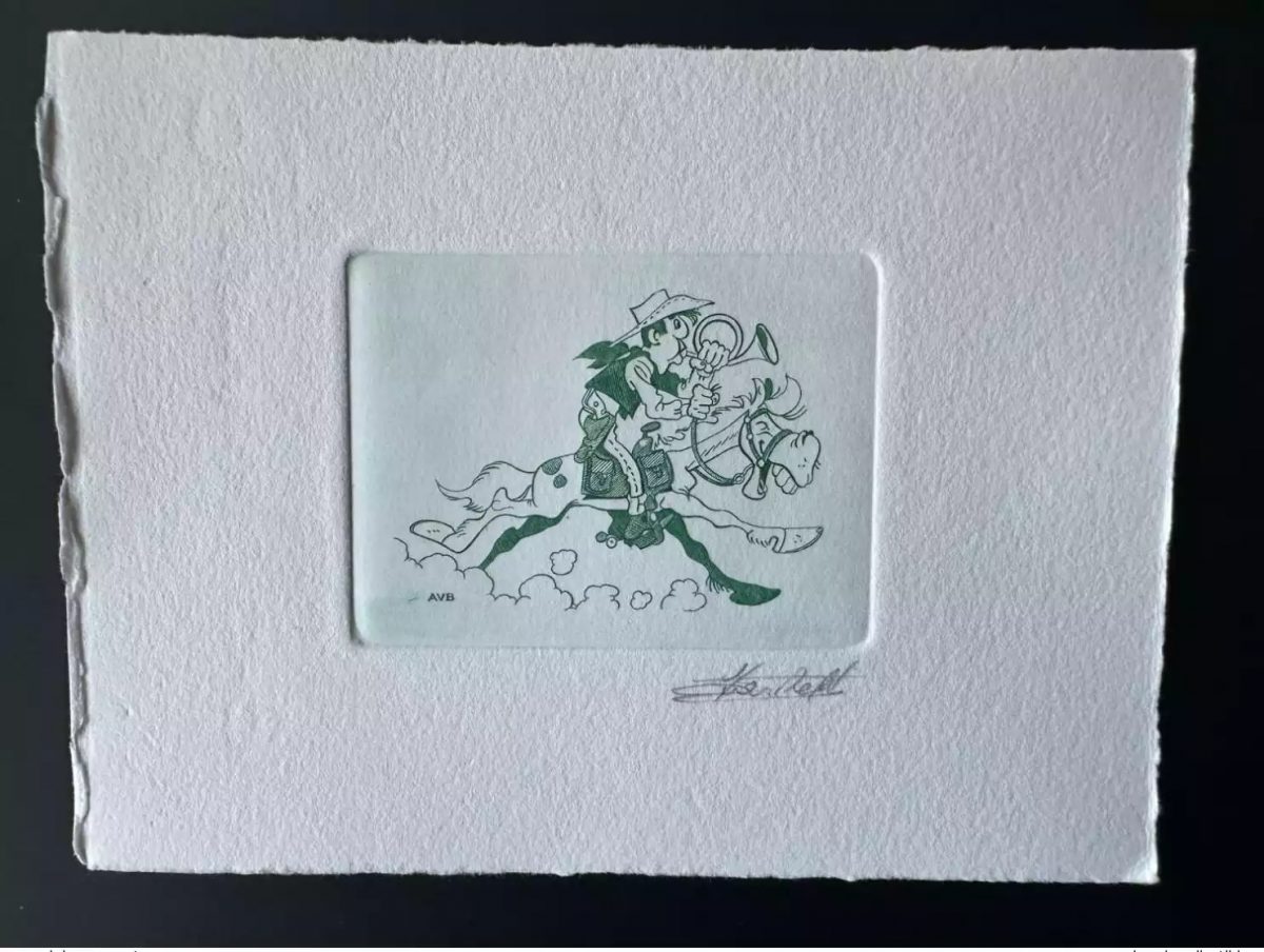 Belgique 1990 COB 2390 Epreuve d'artiste Lucky Luke Morris Horse Cheval vert