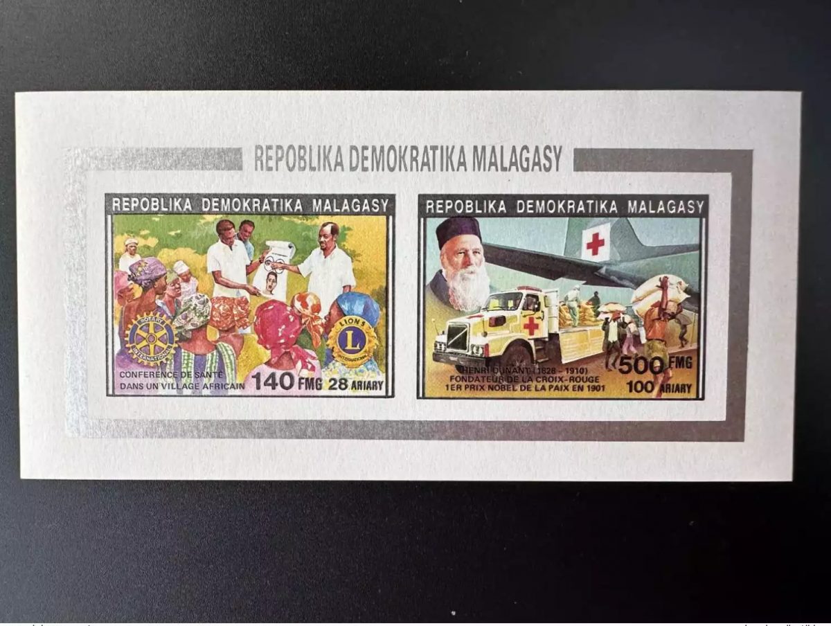 Madagascar 1992 Mi. 1391/1394 I IMPERF Henri Dunant Red Cross Lions Rotary