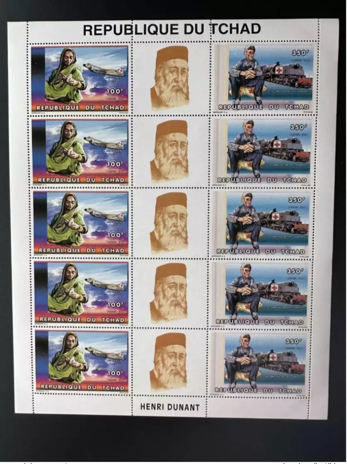 Chad 1996 Mi. 1353a - 1354a A Red Cross Henry Dunant Aircraft Railway