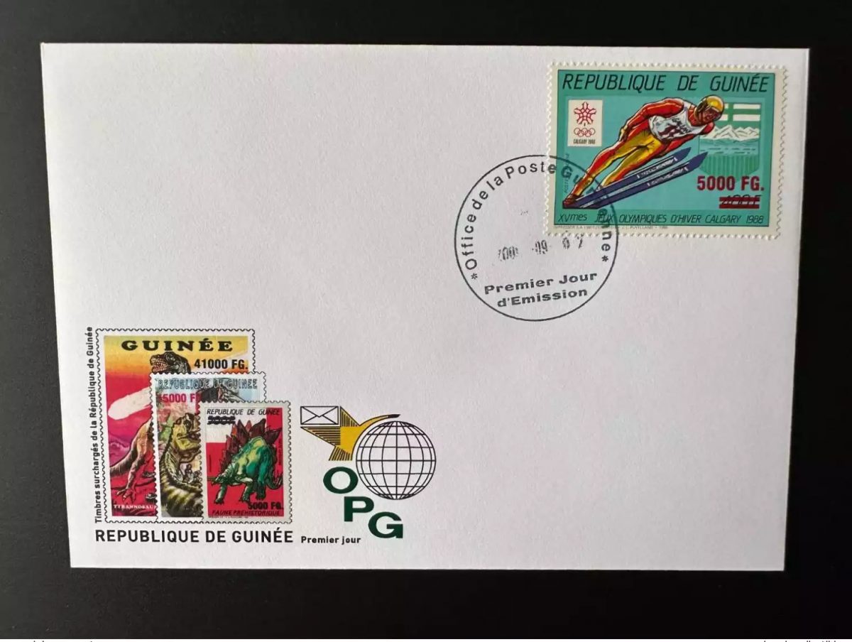 Guinée 2009 FDC Mi. 6765 Surchargé Hiver Calgary 1988 Jeux Olympiques Ski