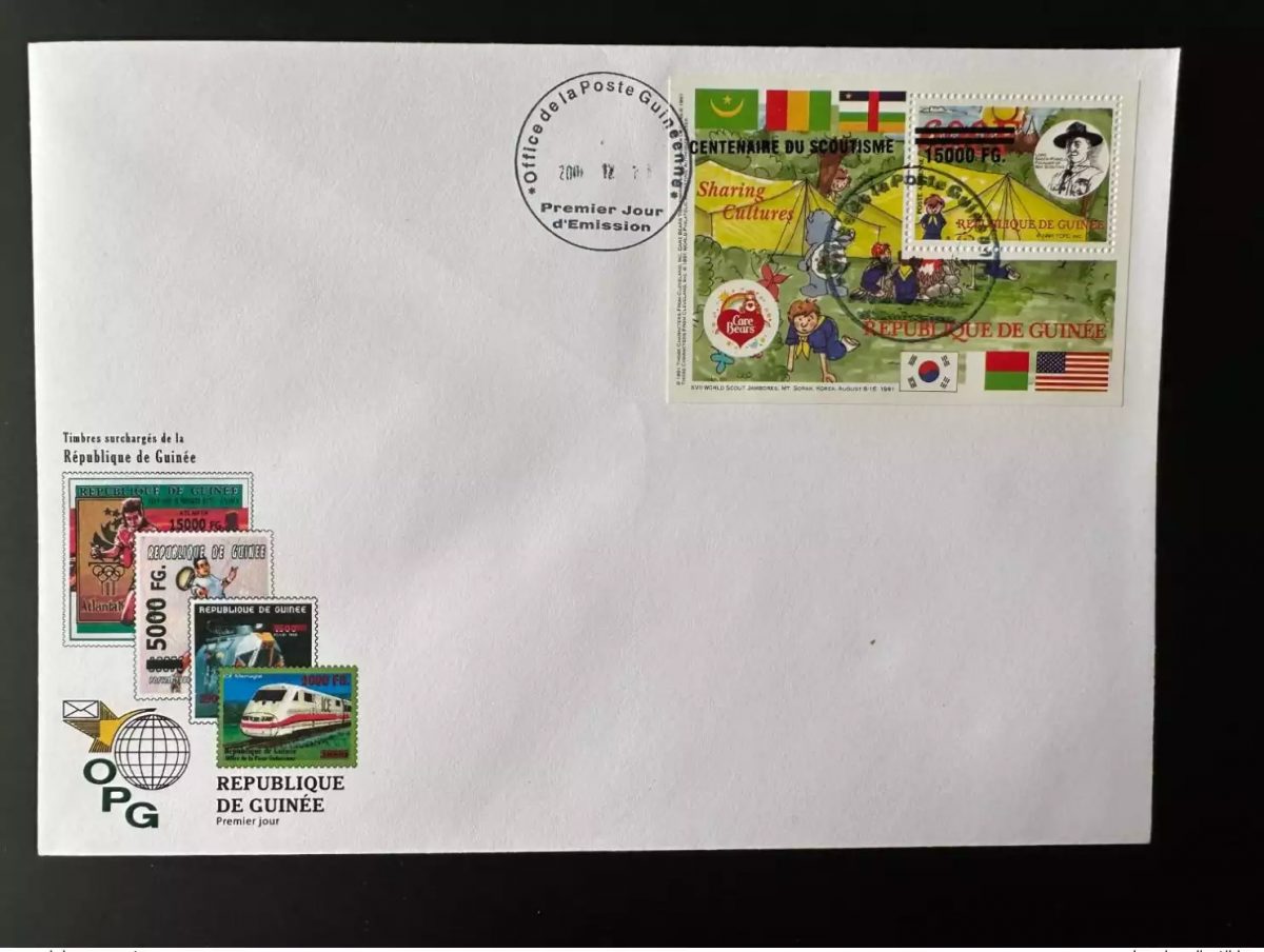 Guinea 2008 FDC Mi. Bl. 1643 Aufdruck Scouts Baden-Powell Flaggen