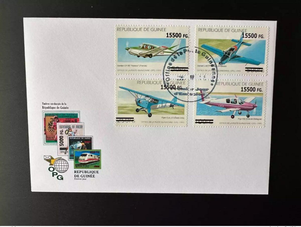 Guinea 2008 FDC Mi. 6331/4 overloaded Piper Gardan Valmet transport planes