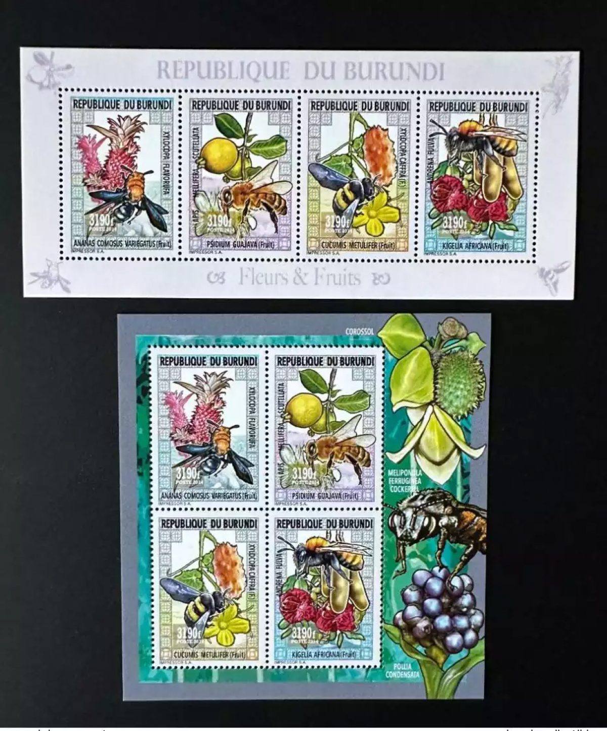 Burundi 2014/2015 Mi. 3553 - 3556 Flowers Fruits Blumen Fruit Bee